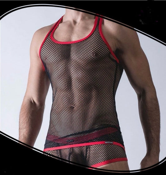 Camiseta de rejilla rojo