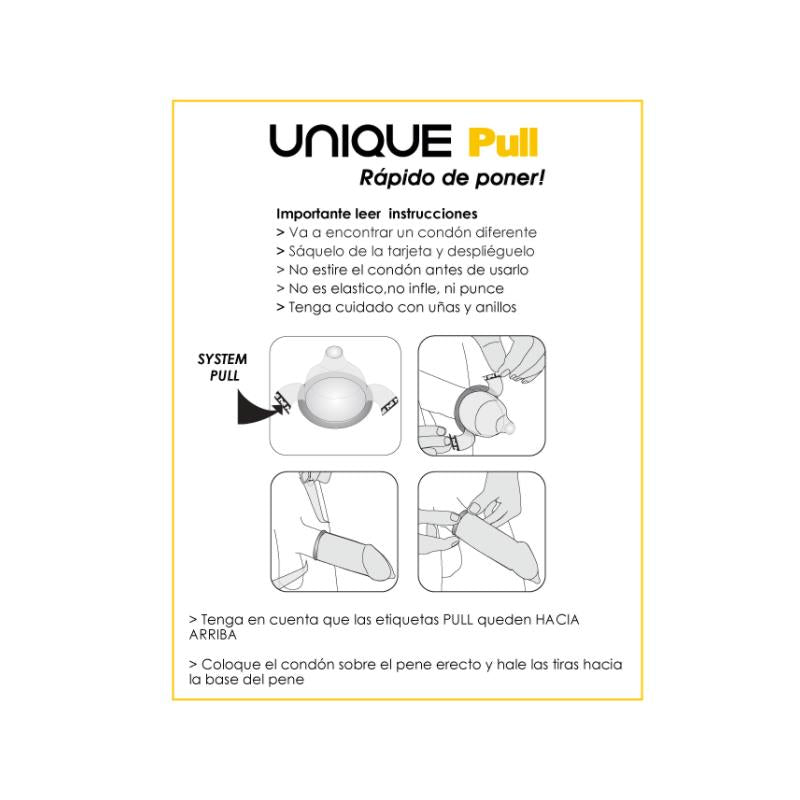 PRESERVATIVOS CON TIRAS PULL CONDOMS SIN LÁTEX 3 PCS