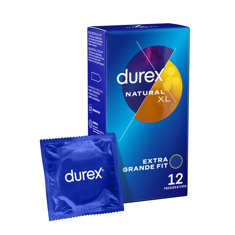 DUREX PRESERVATIVOS NATURAL XL 12 UNIDADES