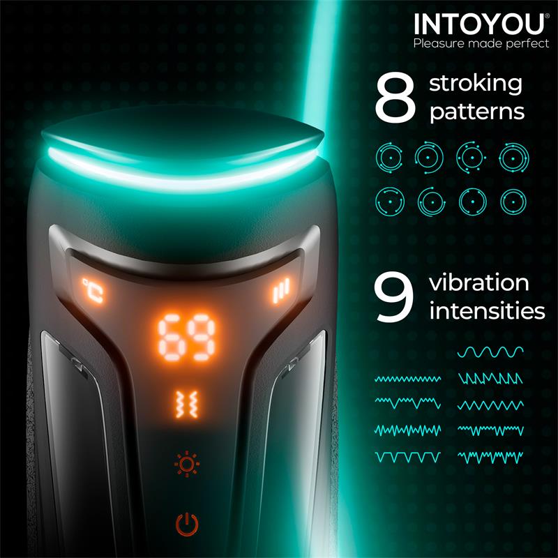 MASTURBADOR MASCULINO CON THRUSTING, VIBRACIÓN Y CALOR