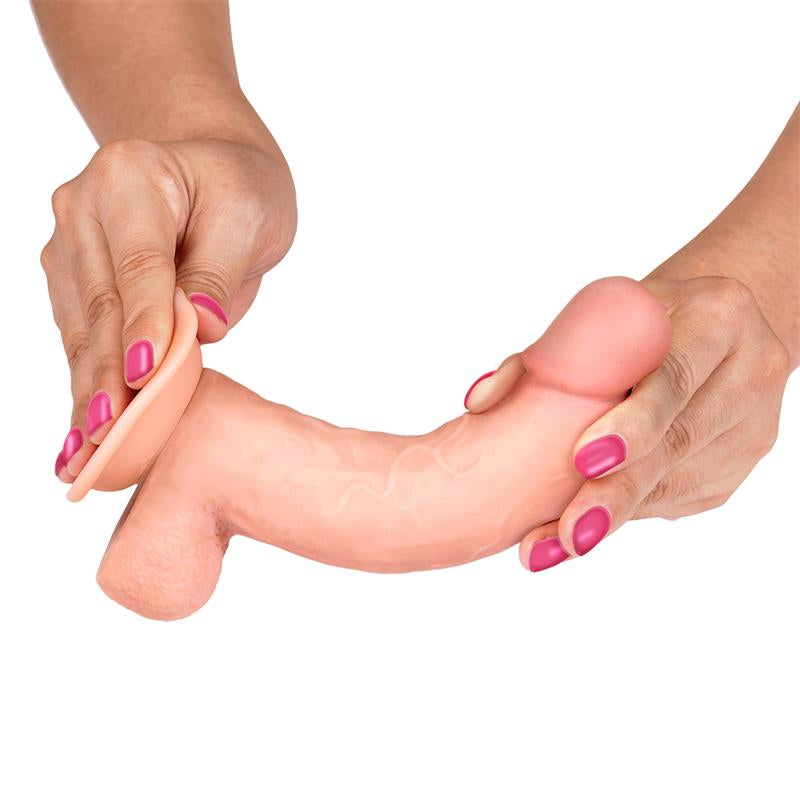 DILDO REALISTA DUAL LAYER RETRÁCTIL Y ORIENTABLE 8"