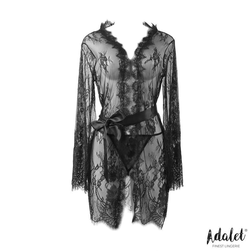 ADALET LINGERIE LUCY PEIGNOIR SEMI TRANSPARENTE Y TANGA