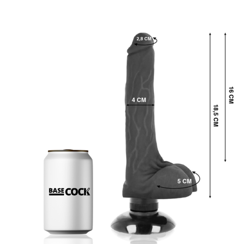 VIBRADOR REALISTICO 2-1 NEGRO 18.5 CM -O- 4 CM