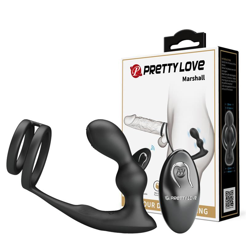 PLUG ANAL CON VIBRACIÓN Y ANILLO PARA EL PENE Y TESTÍCULOS