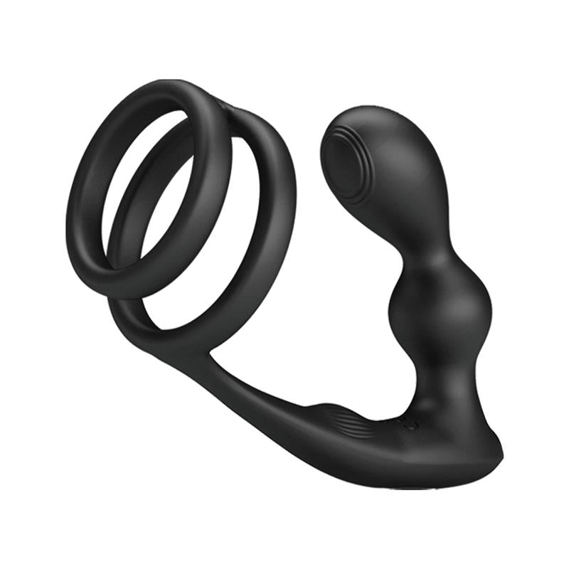 PLUG ANAL CON VIBRACIÓN Y ANILLO PARA EL PENE Y TESTÍCULOS