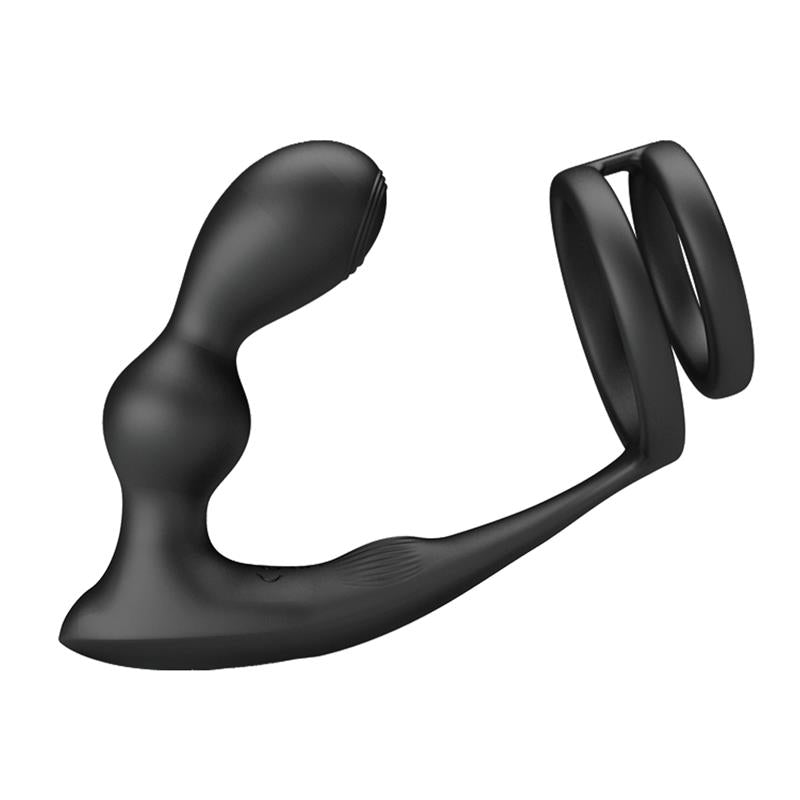 PLUG ANAL CON VIBRACIÓN Y ANILLO PARA EL PENE Y TESTÍCULOS