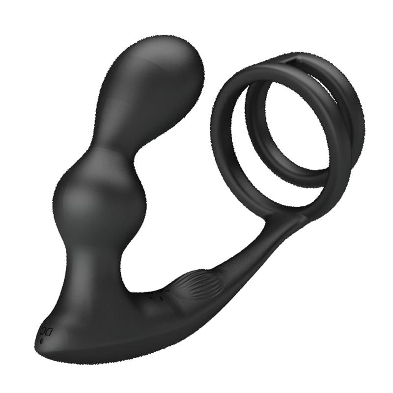 PLUG ANAL CON VIBRACIÓN Y ANILLO PARA EL PENE Y TESTÍCULOS