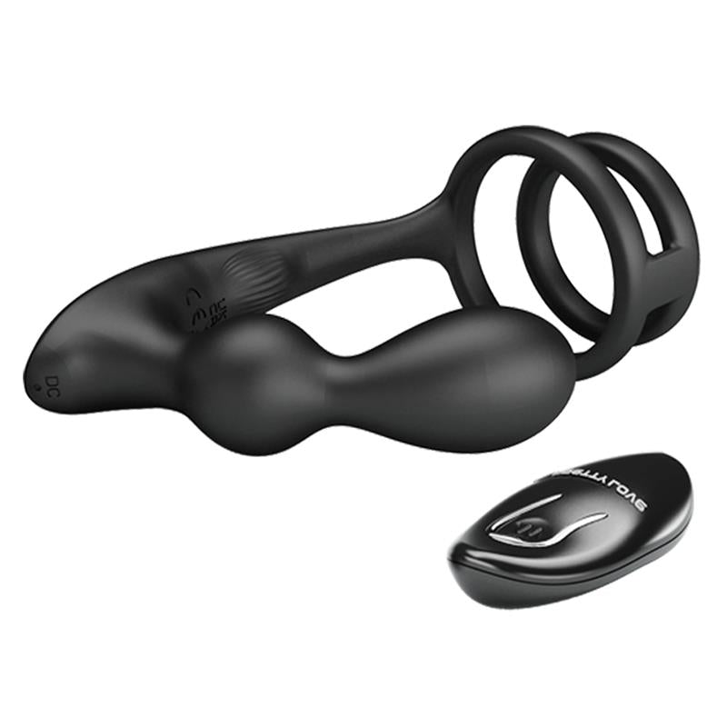 PLUG ANAL CON VIBRACIÓN Y ANILLO PARA EL PENE Y TESTÍCULOS