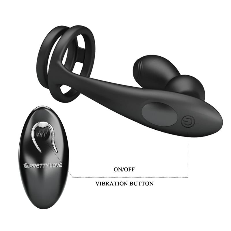PLUG ANAL CON VIBRACIÓN Y ANILLO PARA EL PENE Y TESTÍCULOS