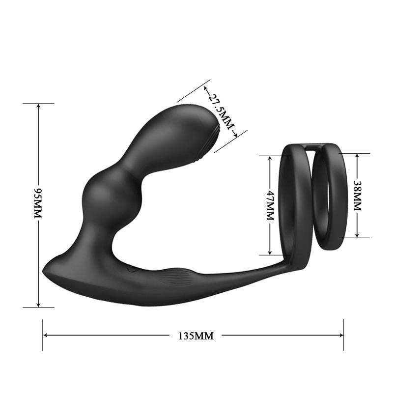 PLUG ANAL CON VIBRACIÓN Y ANILLO PARA EL PENE Y TESTÍCULOS
