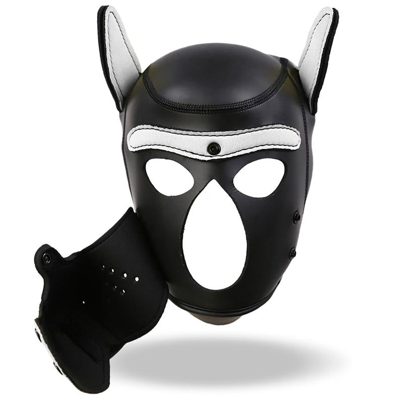 INTOYOU BDSM LINE HOUND MÁSCARA DE PERRO NEOPRENO HOCIDO EXTRAÍBLE NEGRO/BLANCO TALLA ÚNICA