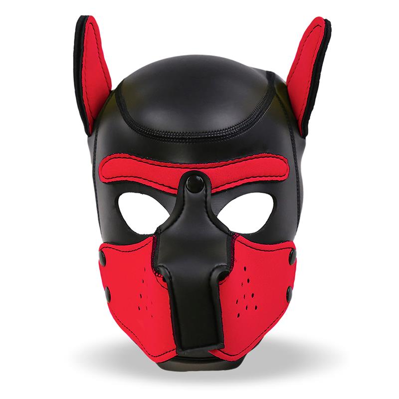 INTOYOU BDSM LINE HOUND MÁSCARA DE PERRO NEOPRENO HOCICO EXTRAÍBLE NEGRO/ROJO TALLA ÚNICA