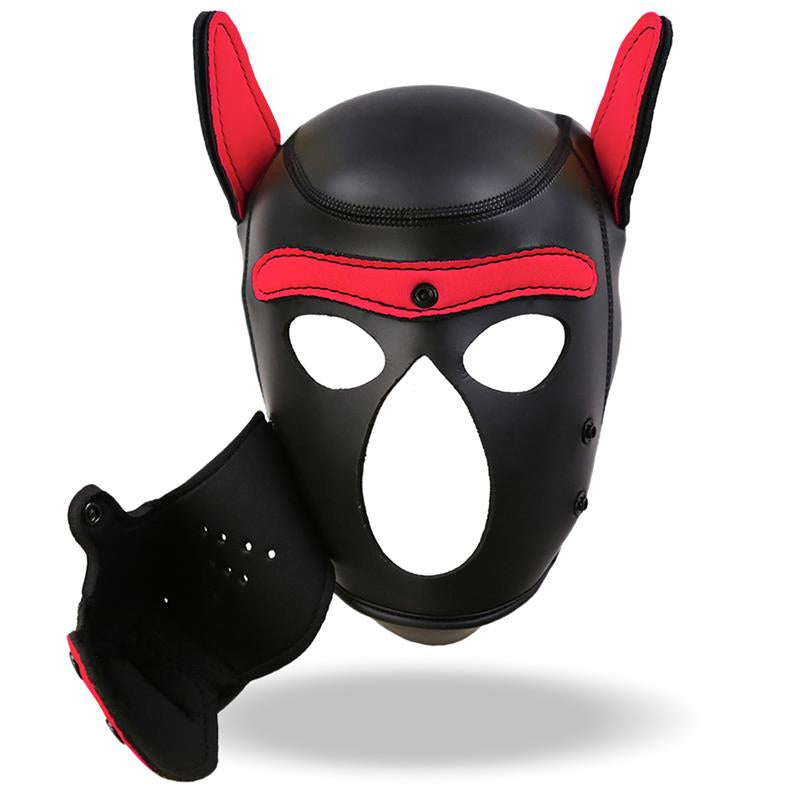 INTOYOU BDSM LINE HOUND MÁSCARA DE PERRO NEOPRENO HOCICO EXTRAÍBLE NEGRO/ROJO TALLA ÚNICA