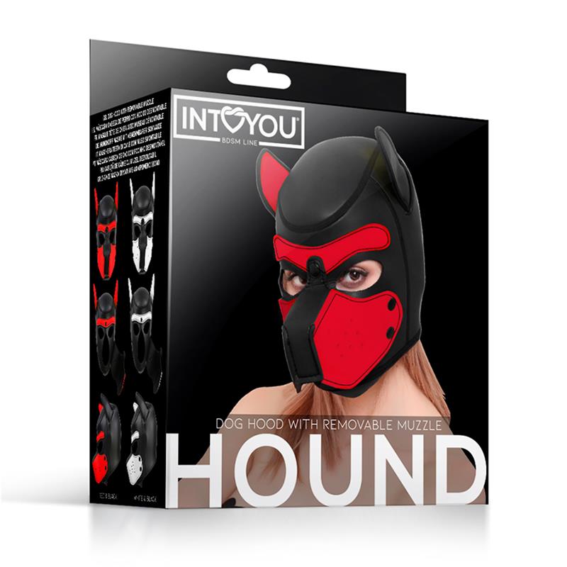 INTOYOU BDSM LINE HOUND MÁSCARA DE PERRO NEOPRENO HOCICO EXTRAÍBLE NEGRO/ROJO TALLA ÚNICA