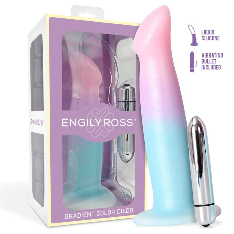 DILDO CON VIBRACIÓN Y VENTOSA COLOR DEGRADADO 17 CM