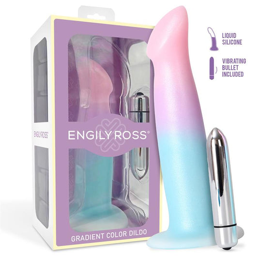 DILDO CON VIBRACIÓN Y VENTOSA COLOR DEGRADADO 17 CM