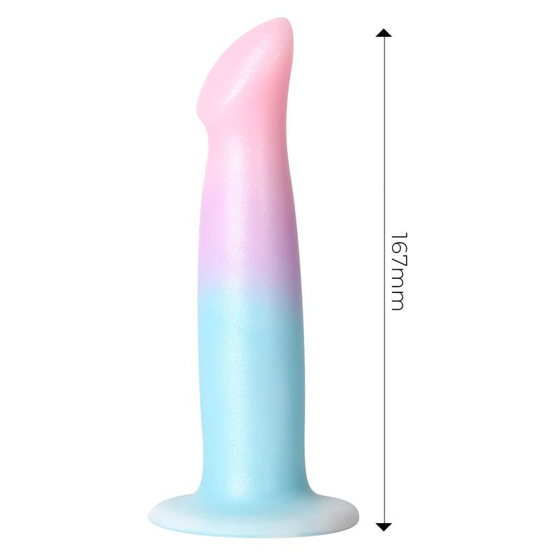 DILDO CON VIBRACIÓN Y VENTOSA COLOR DEGRADADO 17 CM