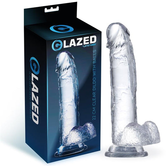 DILDO REALISTA CON TESTÍCULOS MATERIAL CRISTALINO 15,5 CM