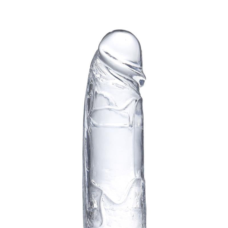 DILDO REALISTA CON TESTÍCULOS MATERIAL CRISTALINO 18 CM