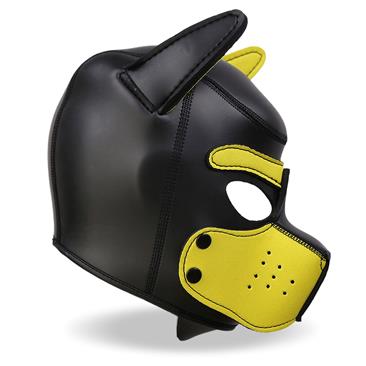 MÁSCARA DE PERRO NEOPRENO BDSM HOCICO EXTRAÍBLE NEGRO/AMARILLO TALLA ÚNICA