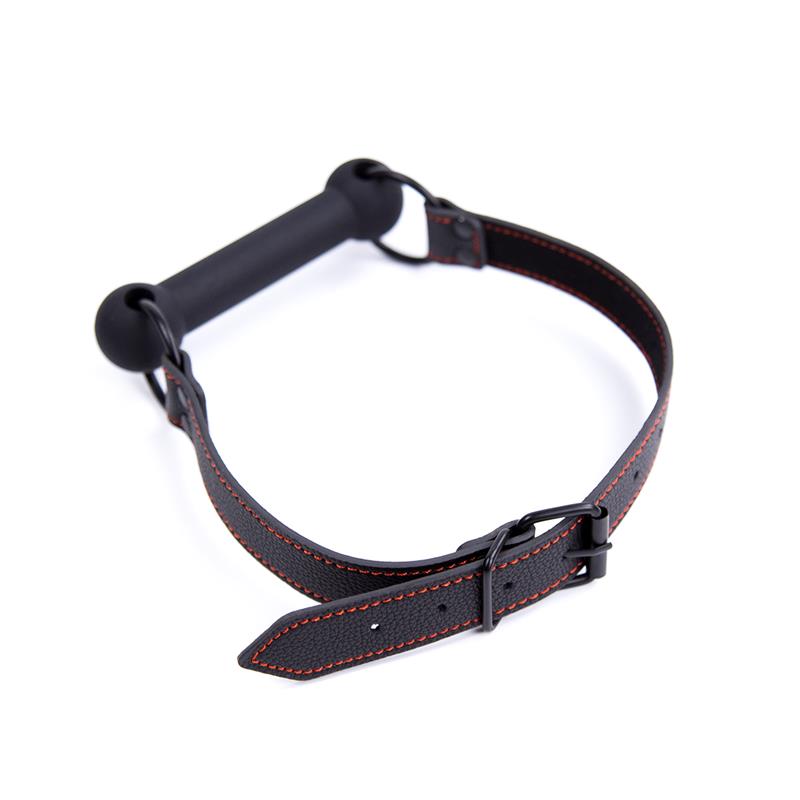 BDSM LINE MORDAZA DE HUESO AJUSTABLE SILICONA NEGRO