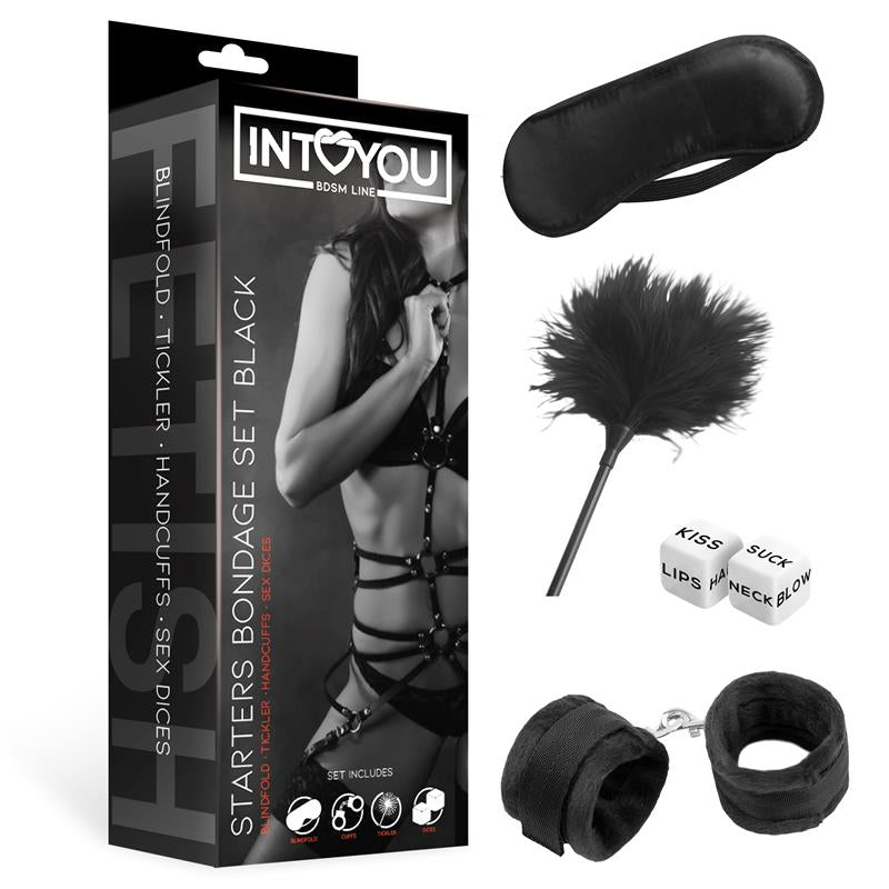 SET DE BONDAGE BDSM PARA PRINCIPIANTES STARTERS 4 PIEZAS NEGRO