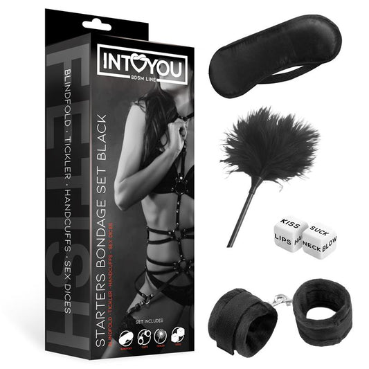 SET DE BONDAGE BDSM PARA PRINCIPIANTES STARTERS 4 PIEZAS NEGRO