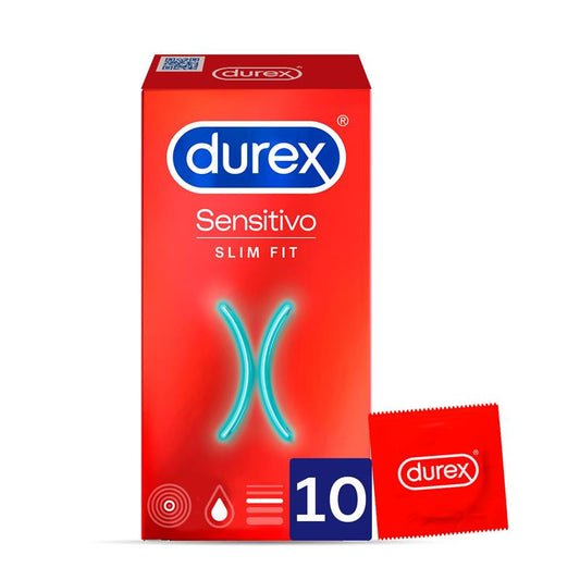 DUREX PRESERVATIVOS SENSITIVO SLIM FIT 10 UNIDADES