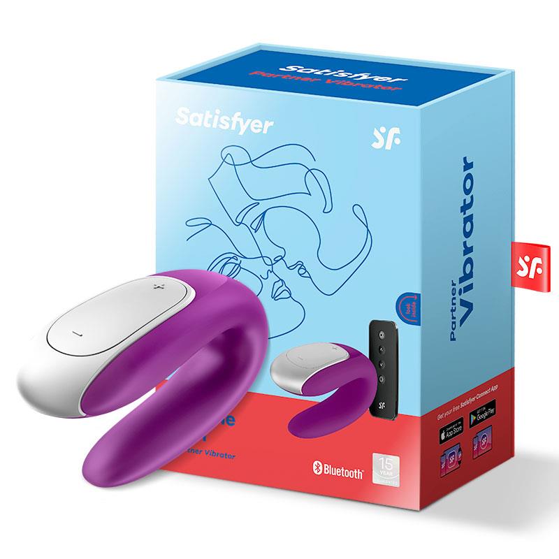 SATISFYER DOUBLE FUN VIBRADOR PARA PAREJAS CON APP Y CONTROL REMOTO VIOLETA