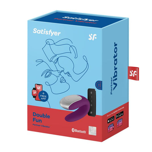 SATISFYER DOUBLE FUN VIBRADOR PARA PAREJAS CON APP Y CONTROL REMOTO VIOLETA