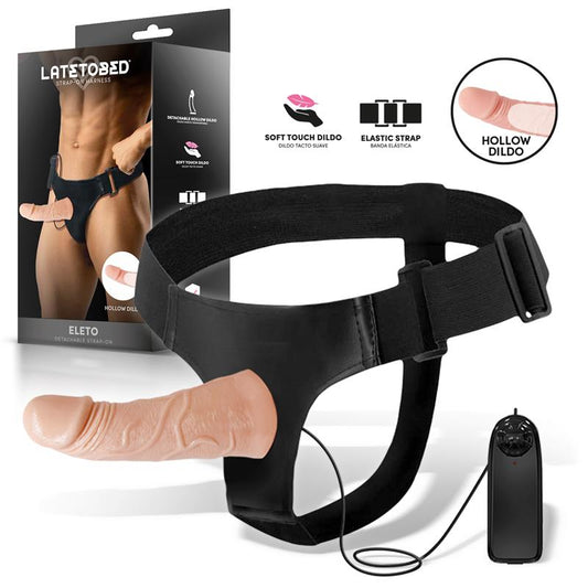 HARNESS COLLECTION LATETOBED ELETO ARNÉS CON DILDO HUECO DESMONTABLE, VIBRACIÓN Y CONTROL REMOTO