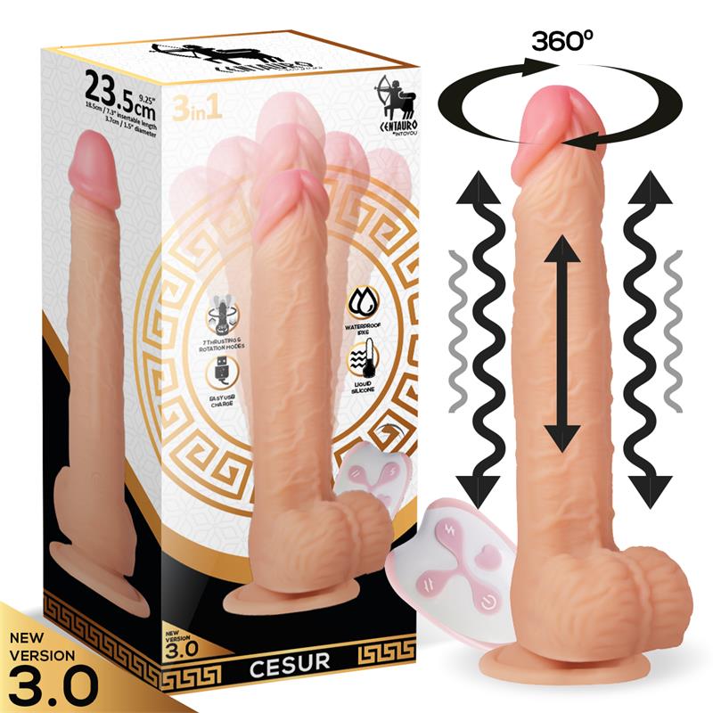 DILDO REALISTA VIBRACIÓN, MOVIMIENTO ONDULANTE, 360º Y TELESCÓPICO CONTROL REMOTO USB