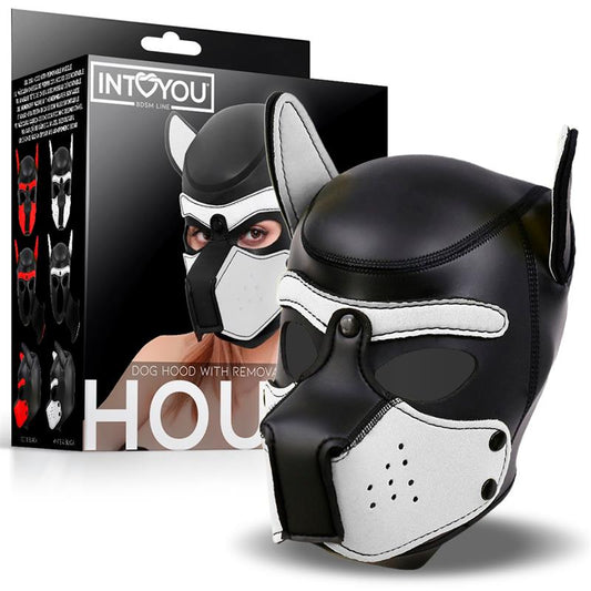 INTOYOU BDSM LINE HOUND MÁSCARA DE PERRO NEOPRENO HOCIDO EXTRAÍBLE NEGRO/BLANCO TALLA ÚNICA