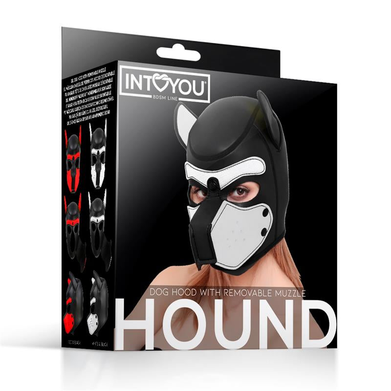 INTOYOU BDSM LINE HOUND MÁSCARA DE PERRO NEOPRENO HOCIDO EXTRAÍBLE NEGRO/BLANCO TALLA ÚNICA