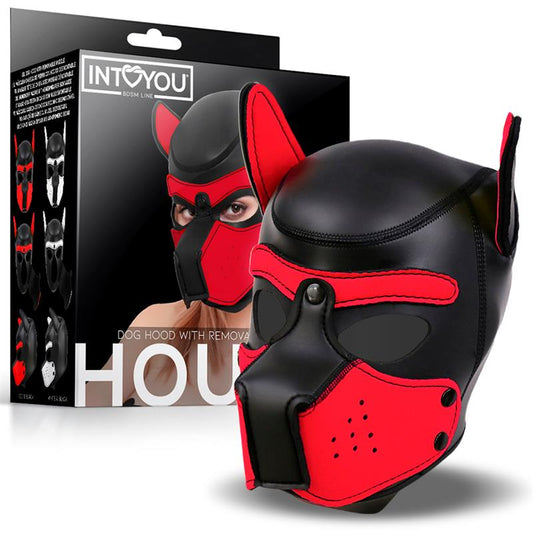 INTOYOU BDSM LINE HOUND MÁSCARA DE PERRO NEOPRENO HOCICO EXTRAÍBLE NEGRO/ROJO TALLA ÚNICA