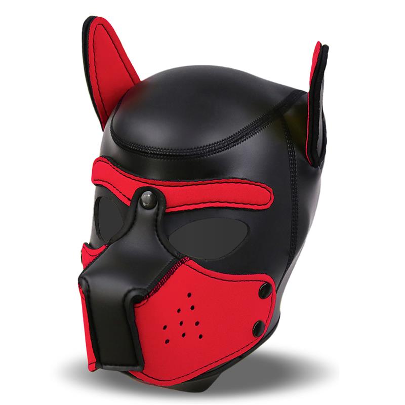 INTOYOU BDSM LINE HOUND MÁSCARA DE PERRO NEOPRENO HOCICO EXTRAÍBLE NEGRO/ROJO TALLA ÚNICA