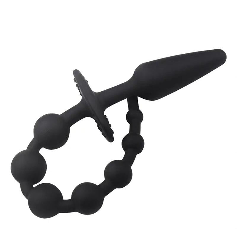 PLUG ANAL CON CADENA ANAL SILICONA NEGRO