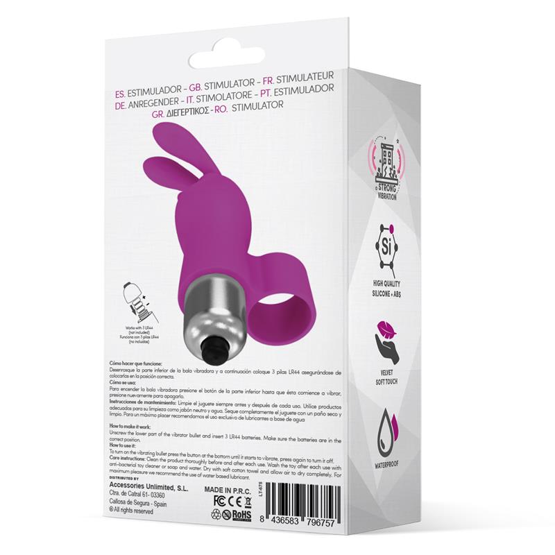 VIBRADOR BALA CON CONEJITO SILICONA PÚRPURA