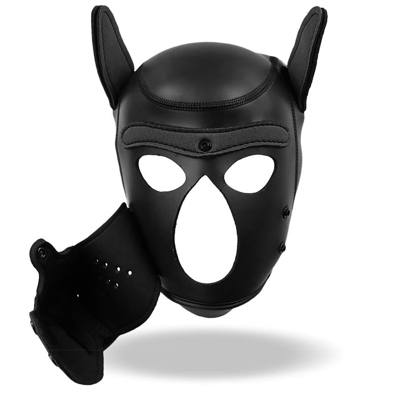 MÁSCARA DE PERRO BDSM NEOPRENO HOCICO EXTRAÍBLE NEGRO TALLA ÚNICA