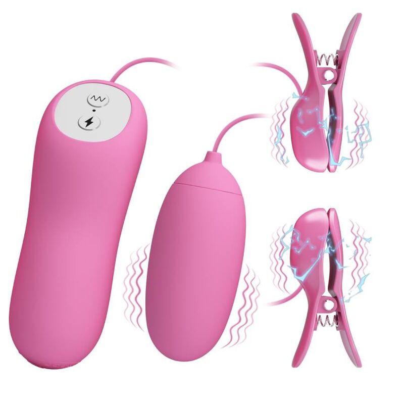 VIBRADOR CON PINZAS Y ELETROSHOCK ROSA