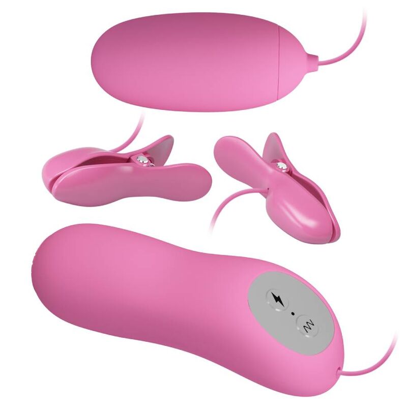 VIBRADOR CON PINZAS Y ELETROSHOCK ROSA