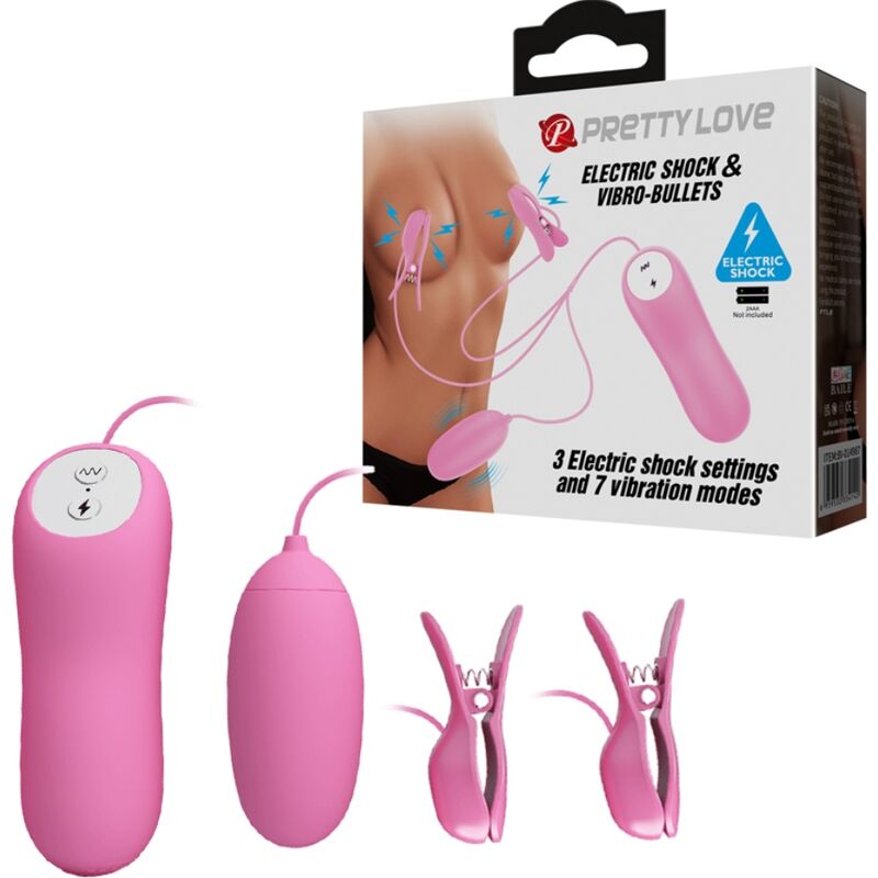 VIBRADOR CON PINZAS Y ELETROSHOCK ROSA