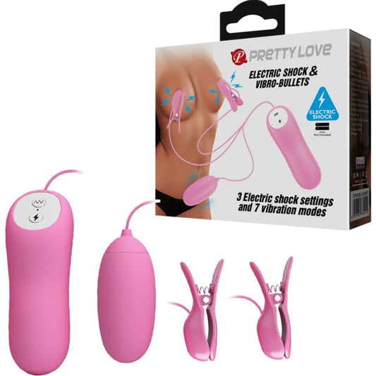 VIBRADOR CON PINZAS Y ELETROSHOCK ROSA