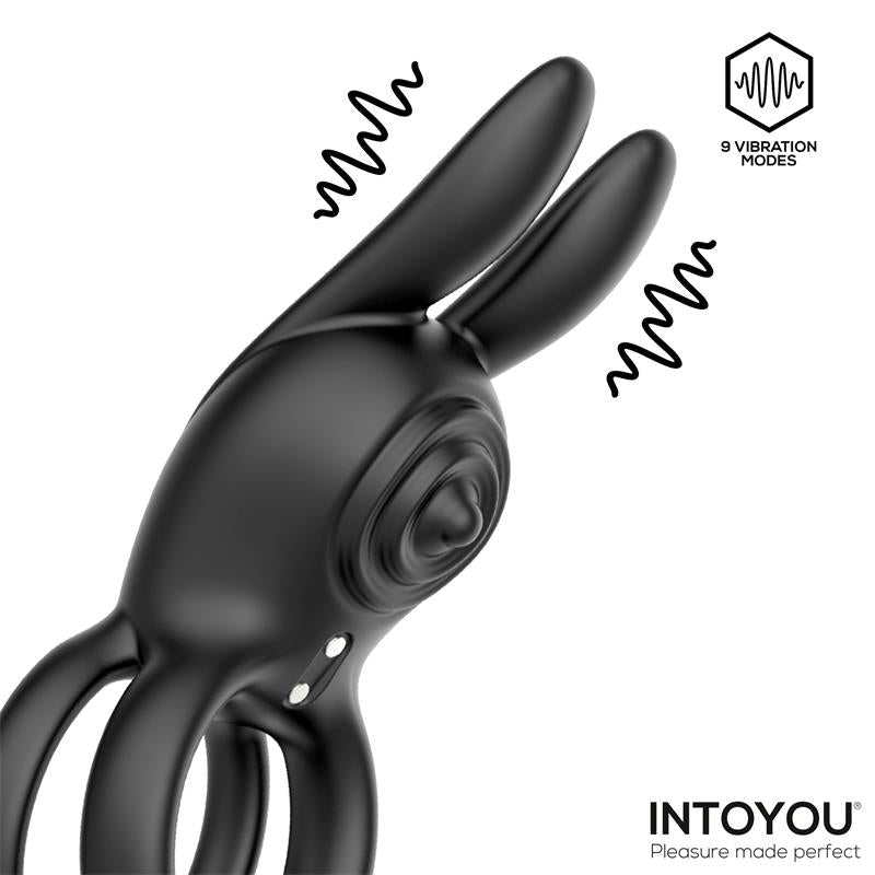 Anillo Vibrador Doble con Conejito y Control Remoto
