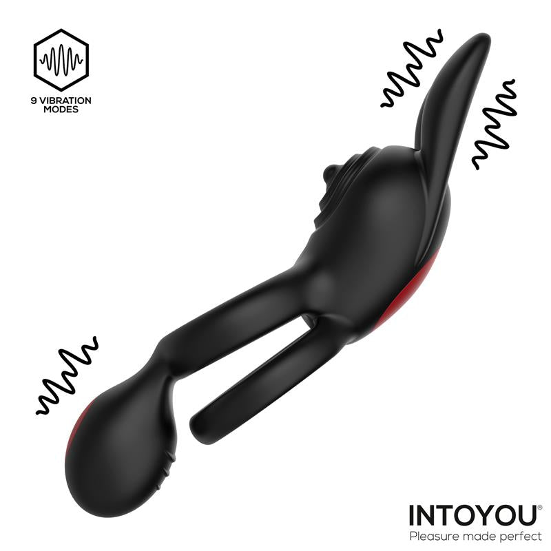 Anillo Vibrador Doble con Conejito y Control Remoto