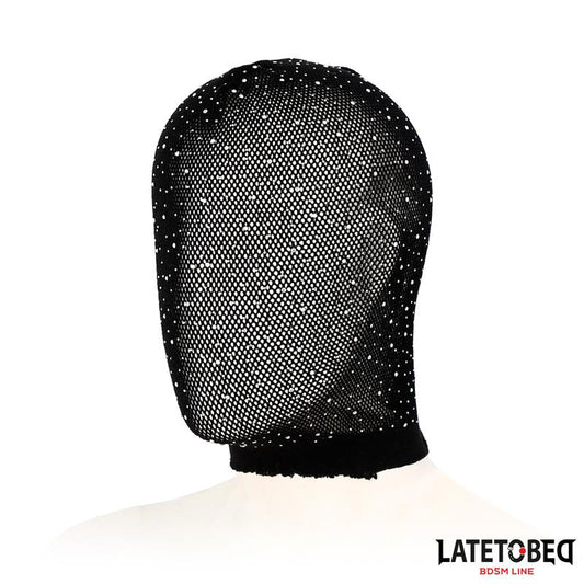 BDSM LINE Grid Mask with Rhinestones and Adjustable Tie