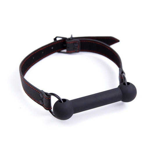 BDSM LINE MORDAZA DE HUESO AJUSTABLE SILICONA NEGRO