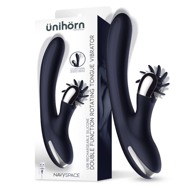 VIBRADOR CON LENGUAS ROTADORAS AZUL